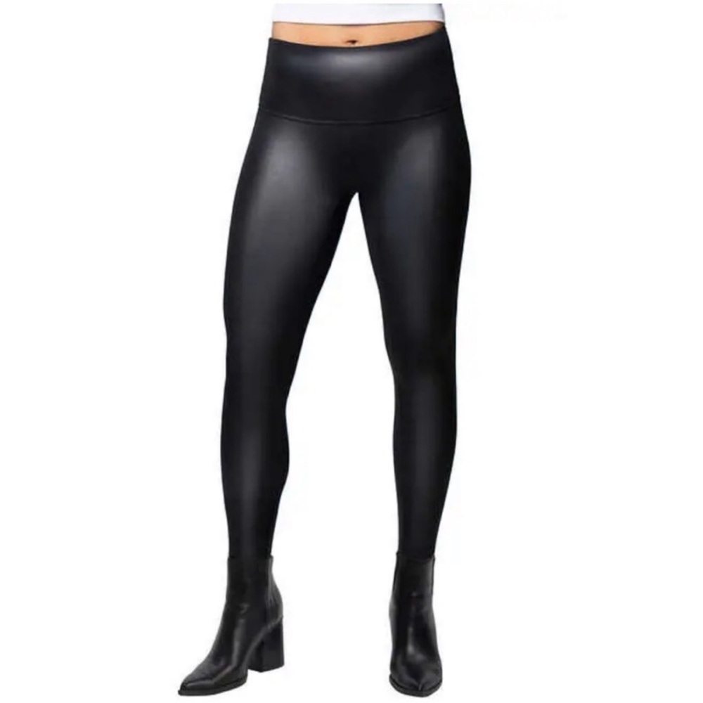 Jane and Bleecker Women Large Faux Leather Black High-Waisted Leggings